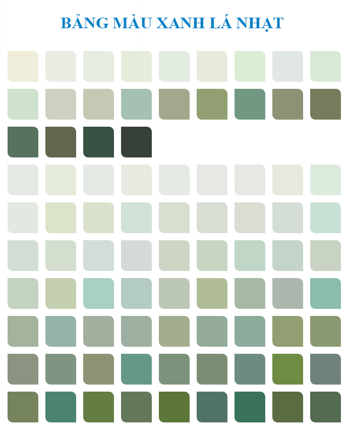 Bảng màu xanh lá nhạt