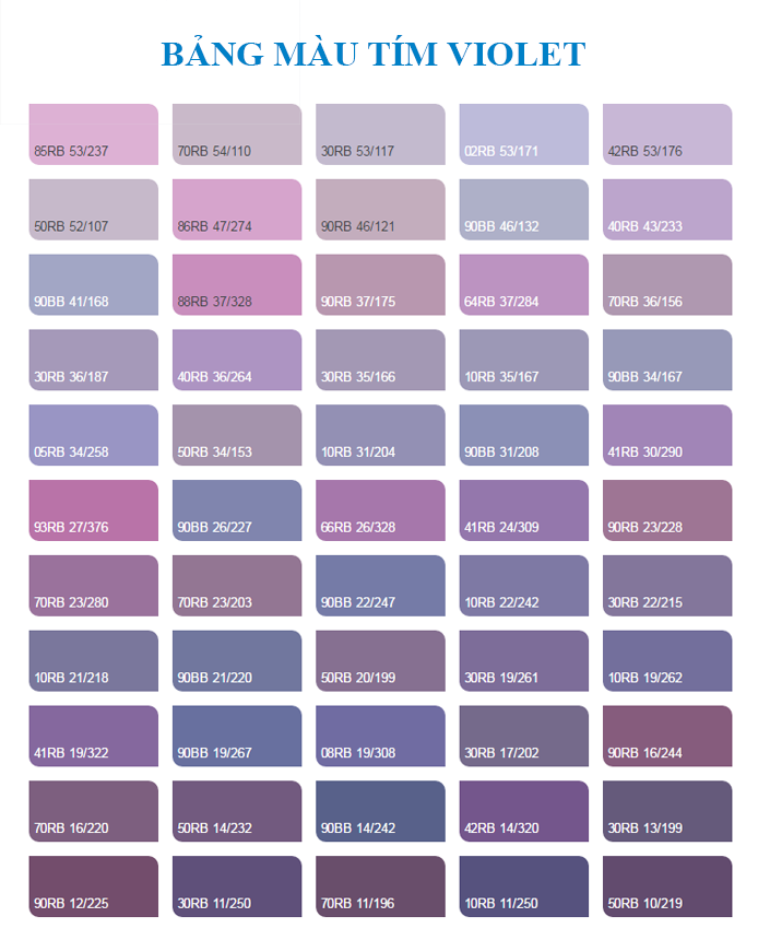 Bảng màu tím Violet