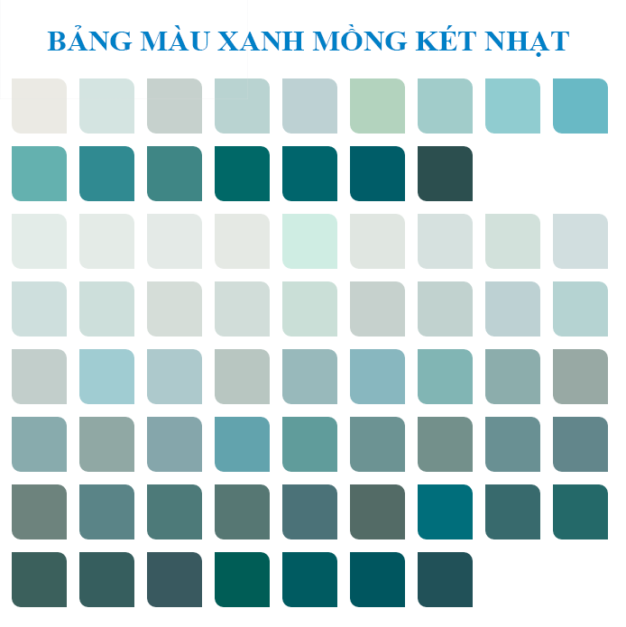 Bảng màu xanh mồng két nhạt